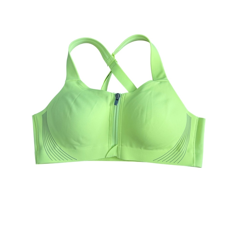 Victoria's Secret VSX Knockout Front Zip Sport Bra 34B‎ Neon Lime Yellow Green
